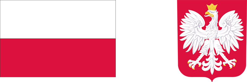 Flaga i godło Rzeczpospolitej Polski. 