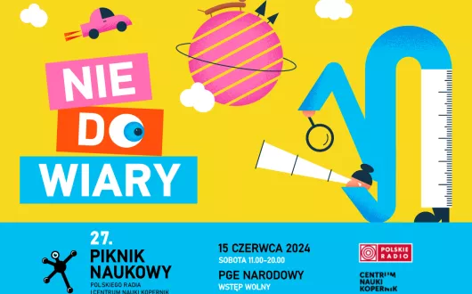 Plakat promujący 27. Piknik Naukowy w Warszawie.