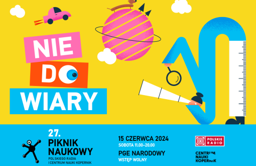 Plakat promujący 27. Piknik Naukowy w Warszawie.